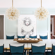 Room, White, Furniture, Dining room, Interior design, Chandelier, Property, Table, Living room, Turquoise, 