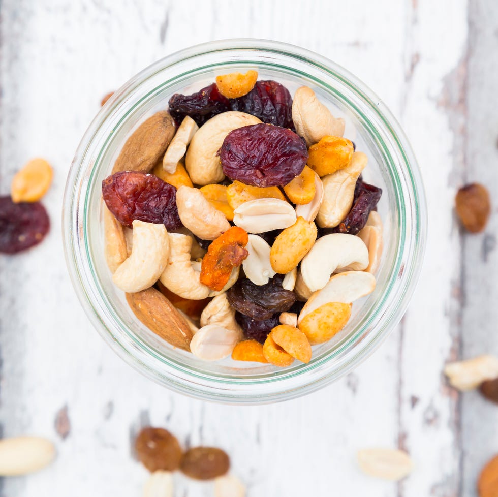 Glass of trail mix glass of trail mix