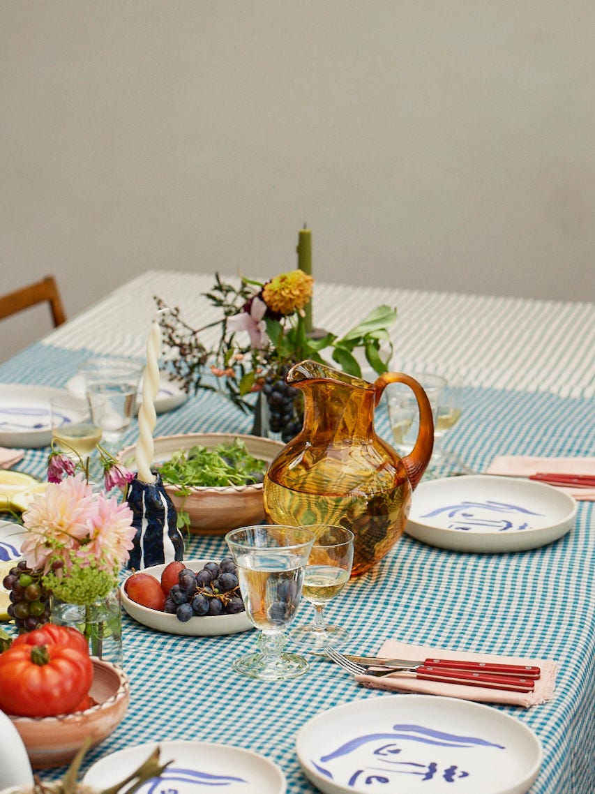christmas table setting and tableware from glassette
