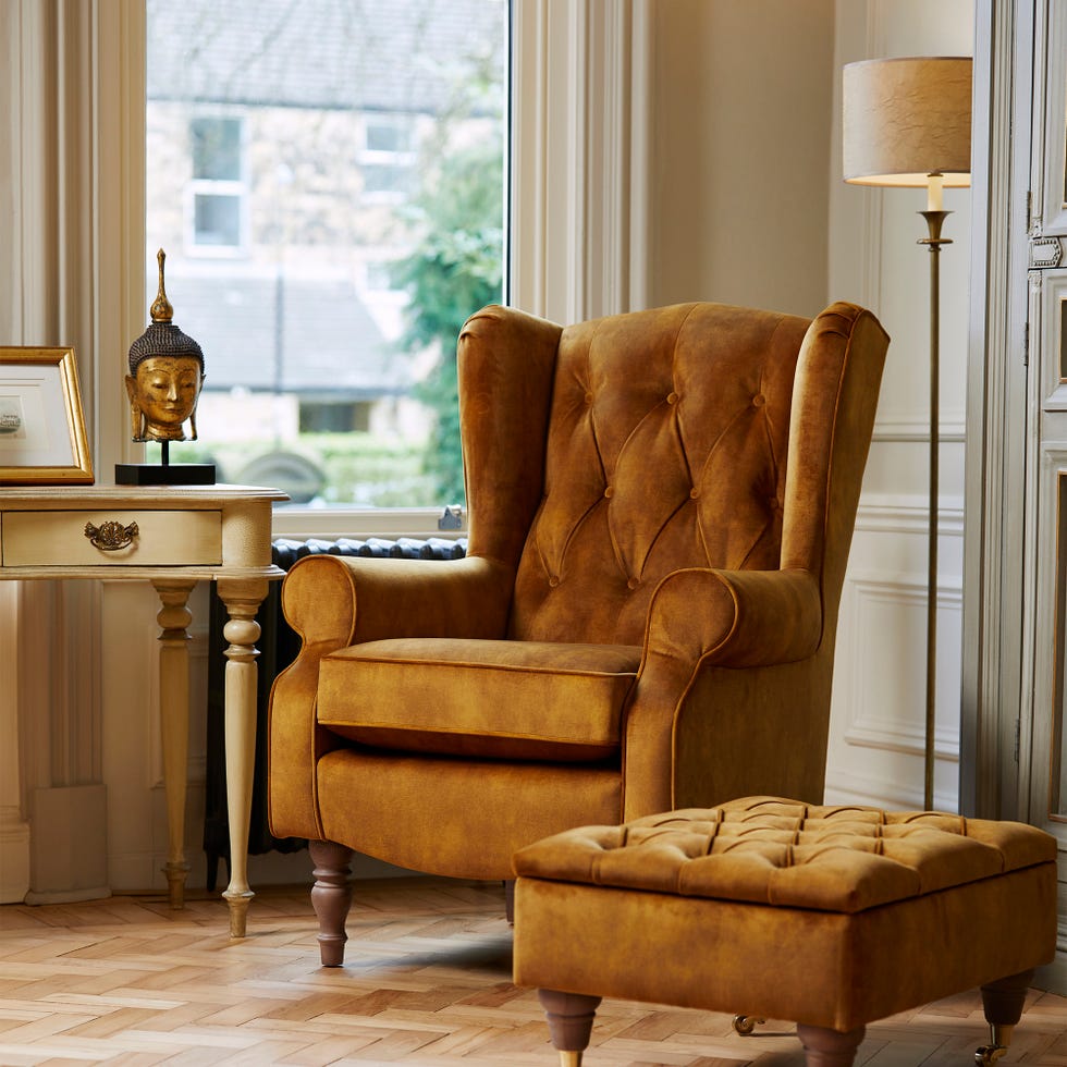 Furniture, Chair, Living room, Room, Club chair, Couch, Interior design, Floor, Recliner, Slipcover, 