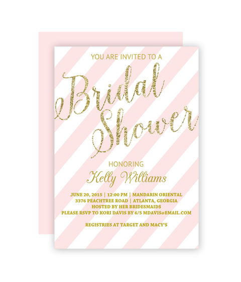 glitter and blush diy bridal shower invitation