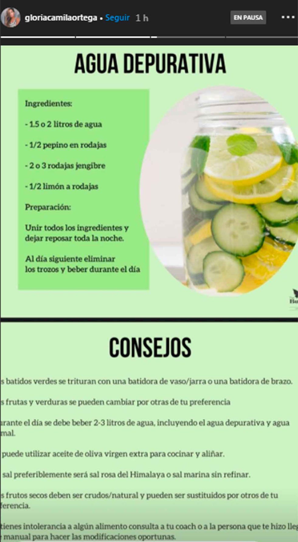 gloria camila ortega comparte los secretos de su dieta