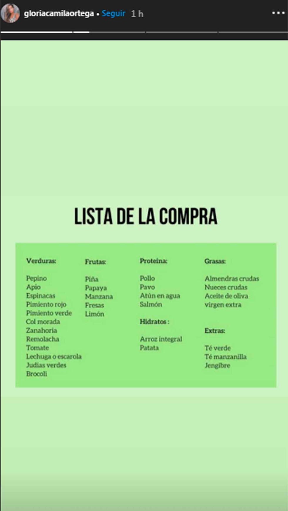 gloria camila ortega comparte los secretos de su dieta