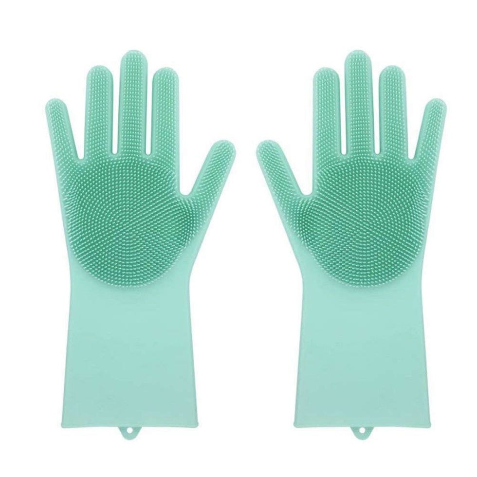 Glove, Safety glove, Green, Personal protective equipment, Hand, Turquoise, Finger, Fashion accessory, Wrist, Gesture, 