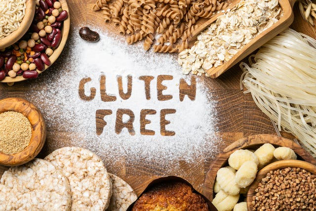 gluten free diet concept   selection of grains and carbohydrates for people with gluten intolerance