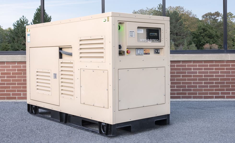 gm’s prototype palletized mobile power generator converts offboard, bulk stored hydrogen to electricity to quietly and efficiently power military camps and installations with no emissions in operation  photo by steve fecht for general motors