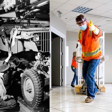 Jeep (World War II) and GM (2020) equipment production employees. 