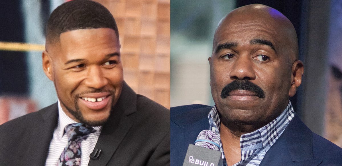 'gma' interviewer michael strahan and 'family feud' host steve harvey