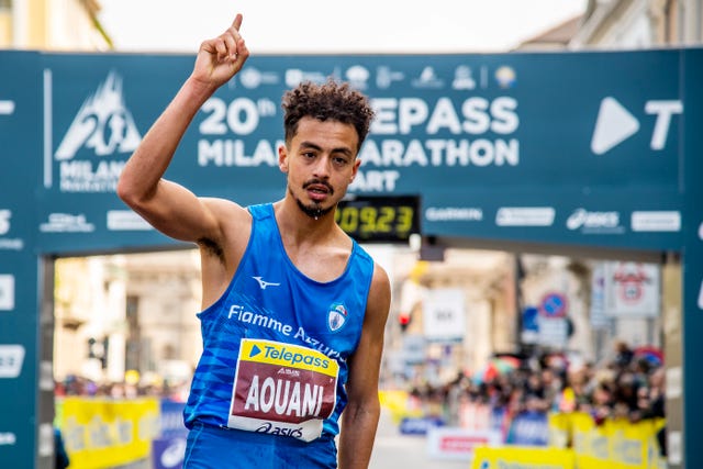 foto gian mattia d'alberto lapresse03 aprile 2022 milano italia sportmilano marathonnella foto aouani iliass ita, primo italianophoto gian mattia d'alberto lapresseapril, 03 2022 milan italy sport milano marathonin the pic aouani iliass ita