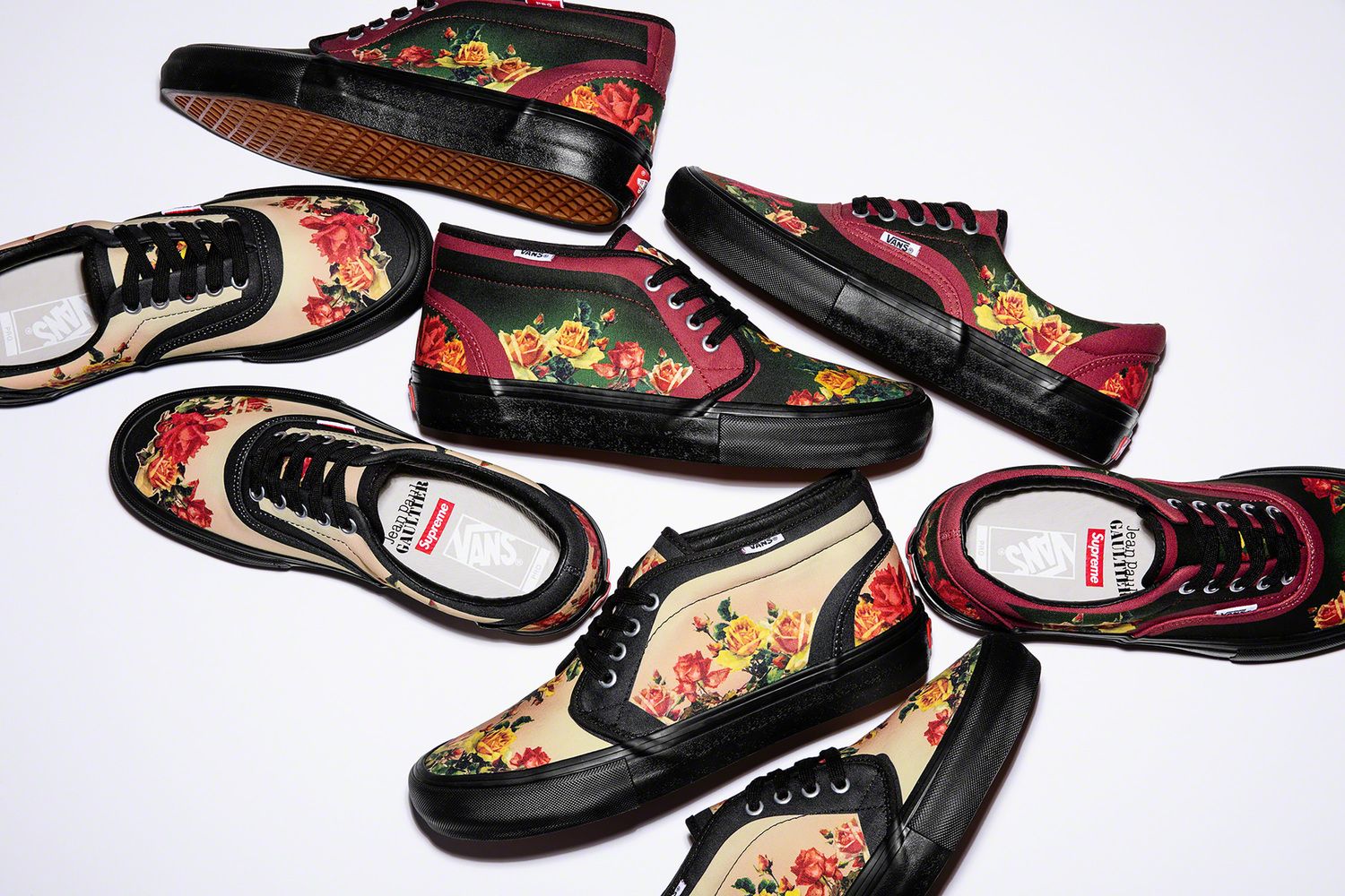 Arne Assortiment Remmen Supreme x Jean Paul Gaultier Collaboration Vans Era and Chukka Sneakers