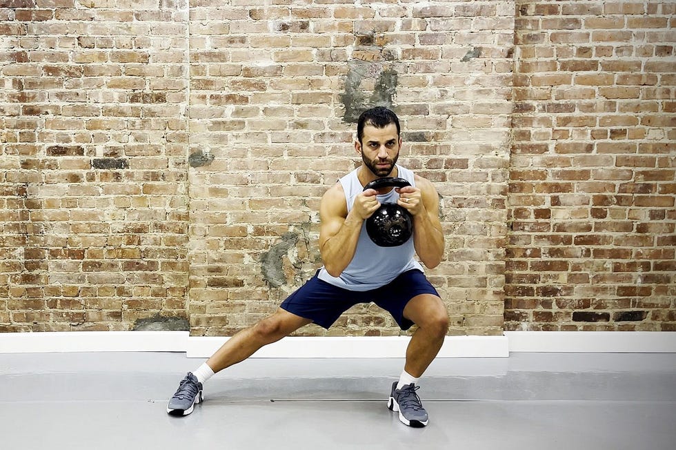 tamir practicing the goblet lateral lunge exercise