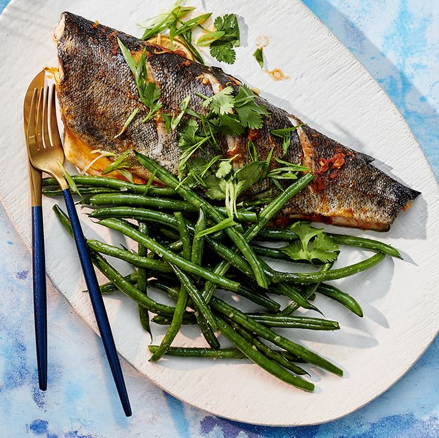 gochujang roasted trout and green beans