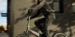 gocycle folding bike ridden by aithne feay in brooklyn