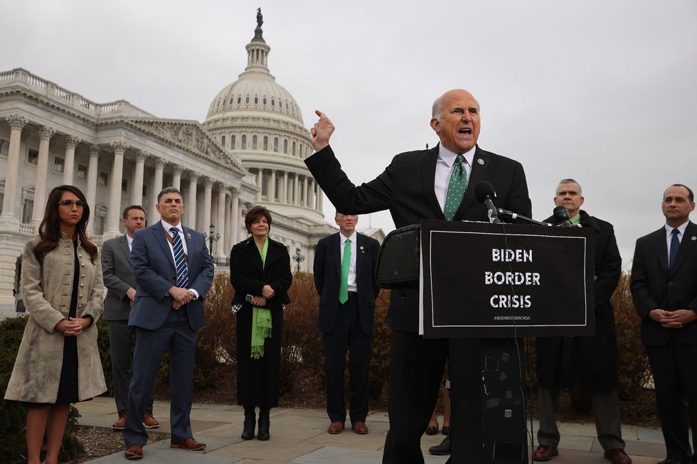 washington, dc   march 17 rep louie gohmert r tx speaks during a news conference with members of the house freedom caucus about immigration on the us mexico border outside the us capitol on march 17, 2021 in washington, dc accusing the biden administration of partnering with with drug cartels, members of the conservative caucus listed numerous crimes along the border, including cattle rustling photo by chip somodevillagetty images