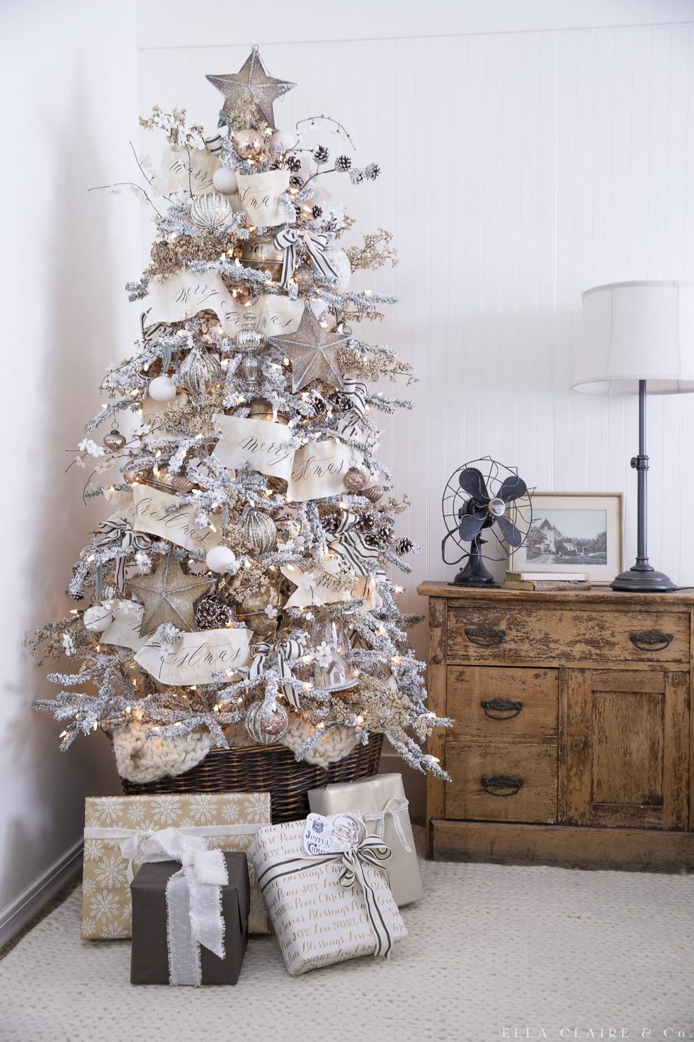 silver metallic christmas tree theme