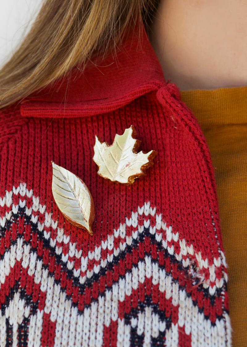 gold leaf brooches