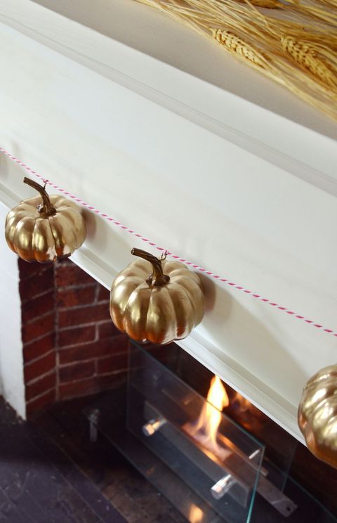 diy gold pumpkin garland fall mantel decor
