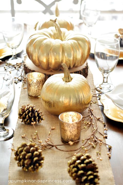gold table decor thanksgiving decorations