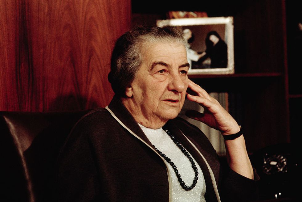 original caption prime minister golda meir shown during an interview marking israels 25th anniversary, says the countrys greatest achievement has been its mere survival