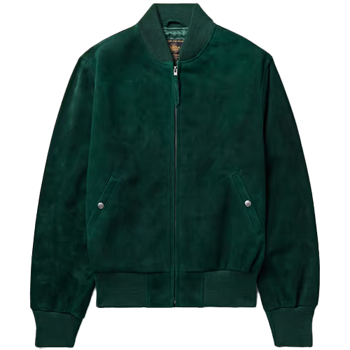 a green jacket with a white background