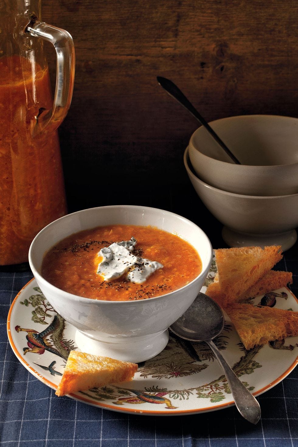 golden gazpacho with minted cream