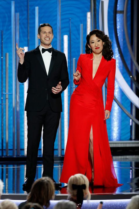 Golden Globes Most Awkward Moments Ever - Sandra Oh and Andy Samberg