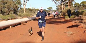 runner and dog Goldfields Pipeline Marathon