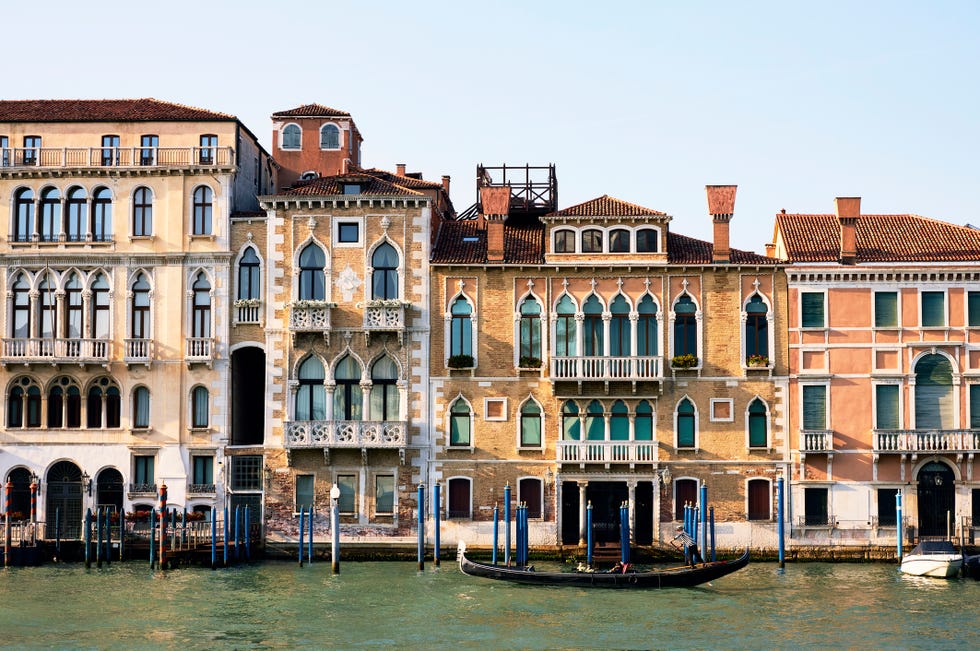 gondola along grand canal in venice