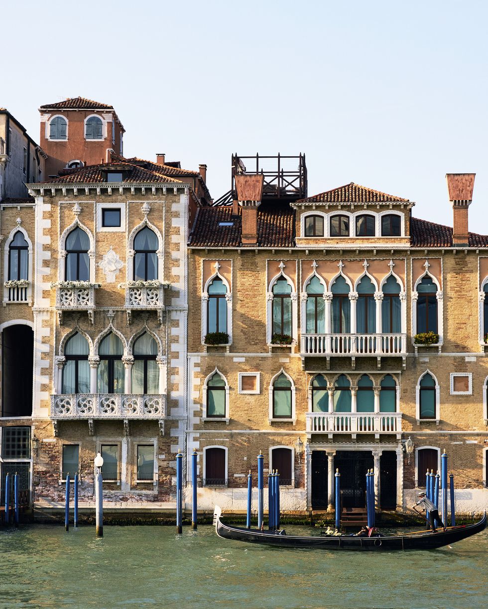 gondola along grand canal in venice