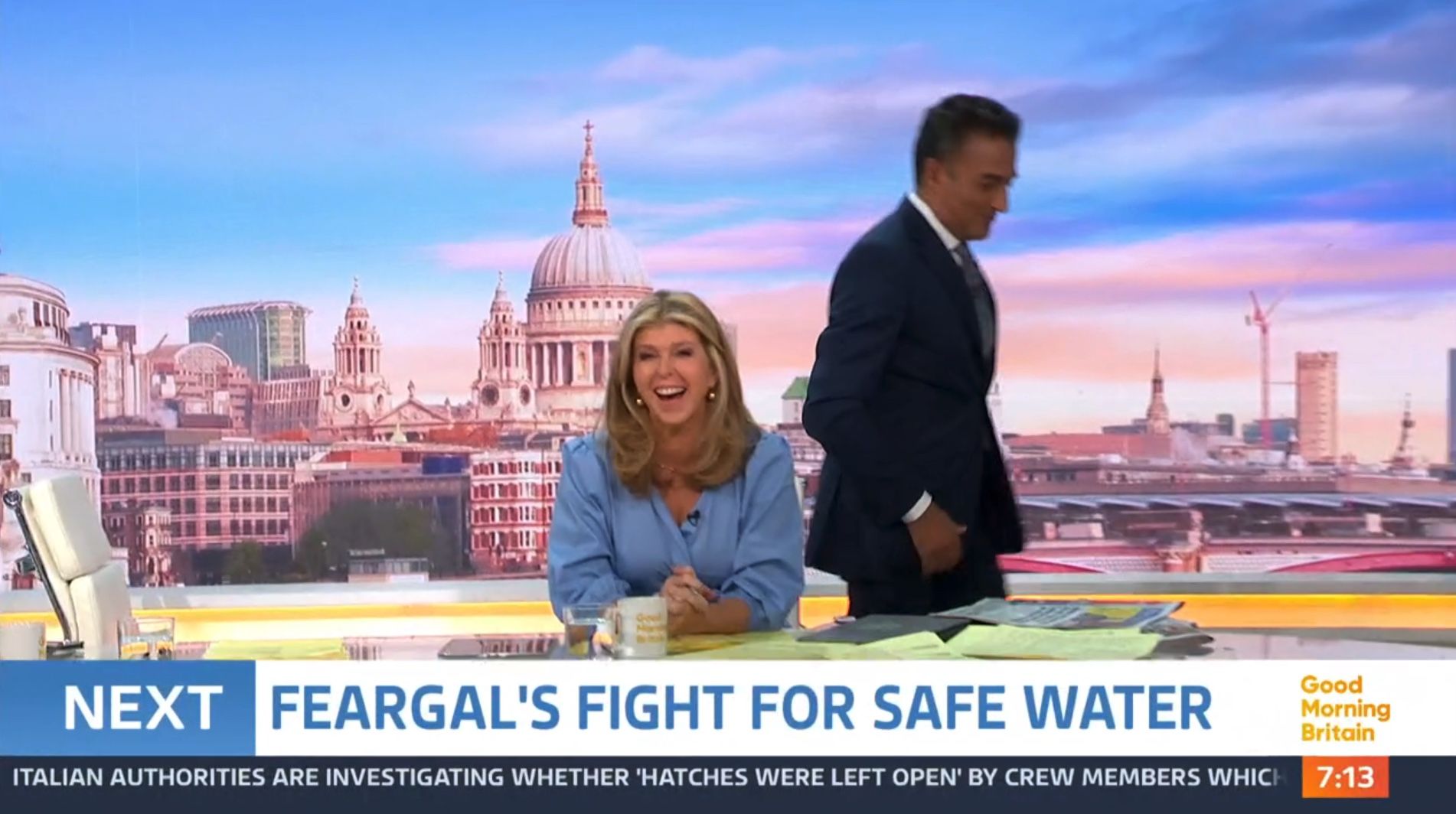 Kate Garraway shouts "come back" as co-star walks off Good Morning Britain