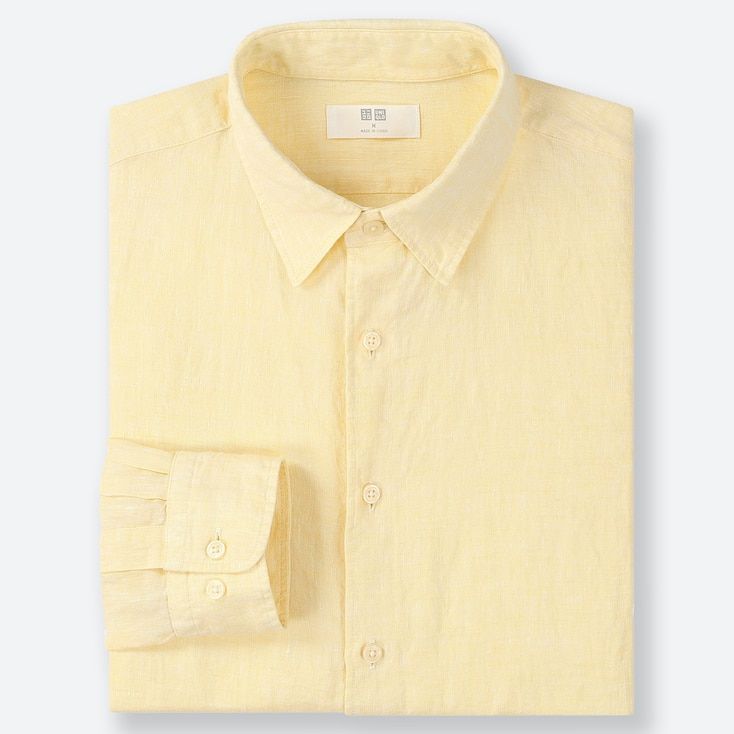 Clothing, Collar, White, Dress shirt, Shirt, Yellow, Sleeve, Beige, Button, Top, 