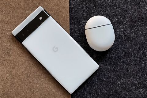 google pixel 6a smartphone and earbuds