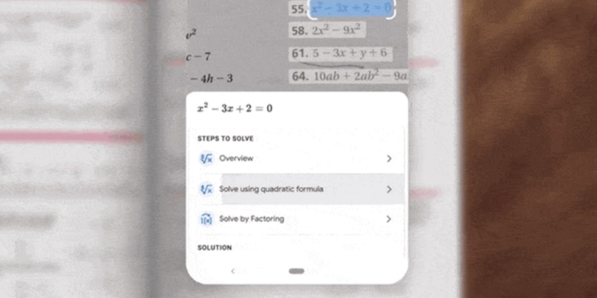 google lens homework filter