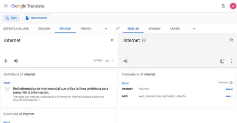 Screenshot of the Google Translate website