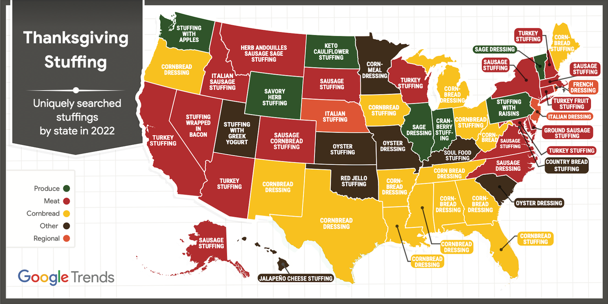 google most searched stuffings by state