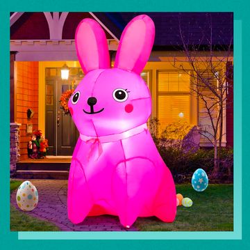 blue and pink goosh 5 foot inflatable easter bunnies