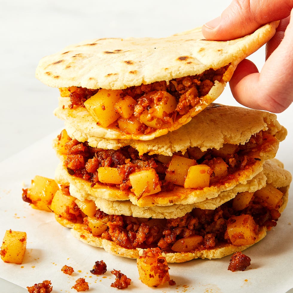 gorditas filled with papas con chorizo potatoes and chorizo