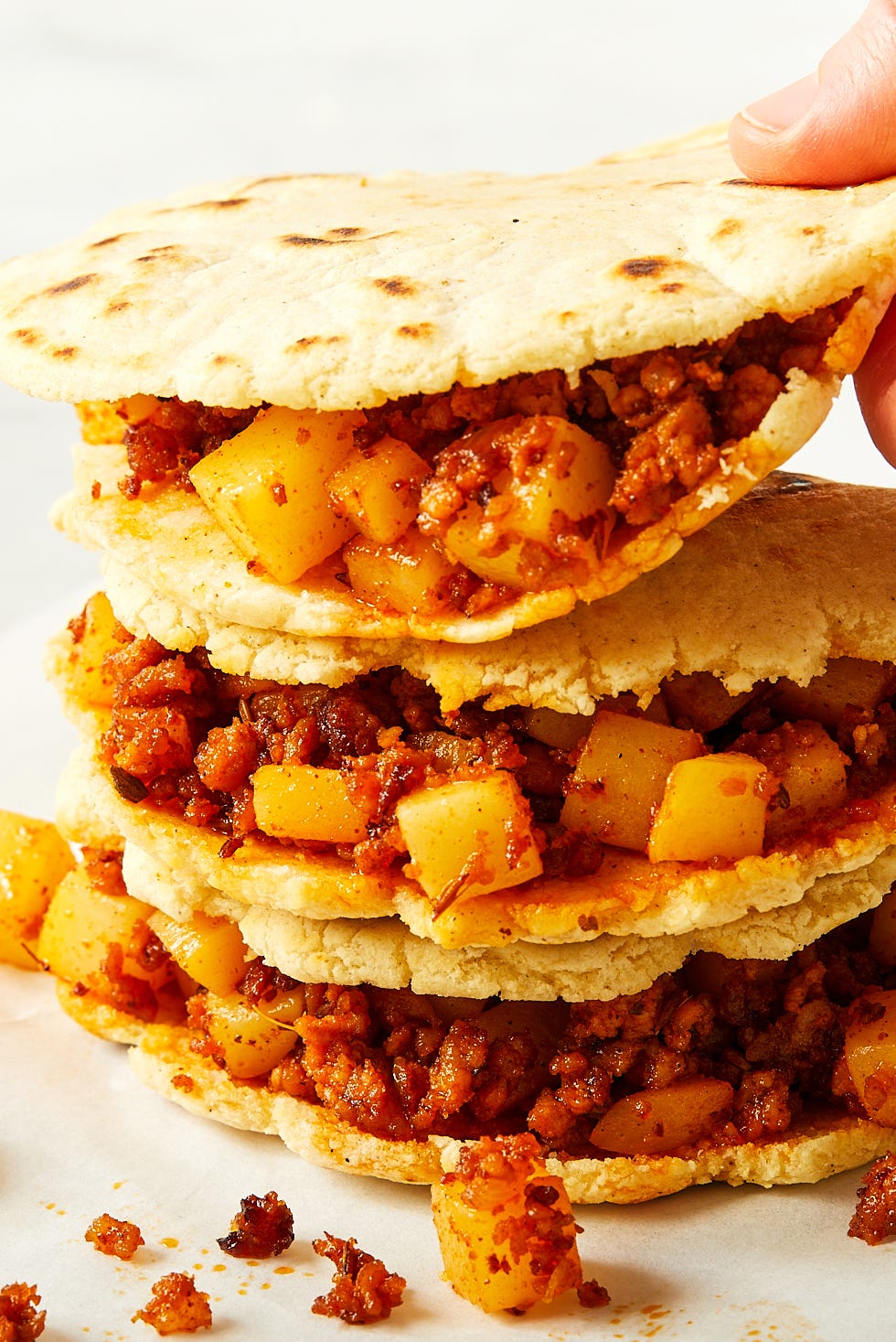 gorditas filled with papas con chorizo potatoes and chorizo