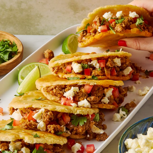 traditional masa harina gorditas, pan fried and and stuffed with chorizo, cheese, tomatoes, and cilantro