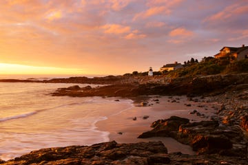 gorgeous sunrise on rocky coastline