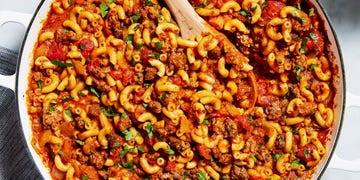 elbow macaroni in a tomato sauce