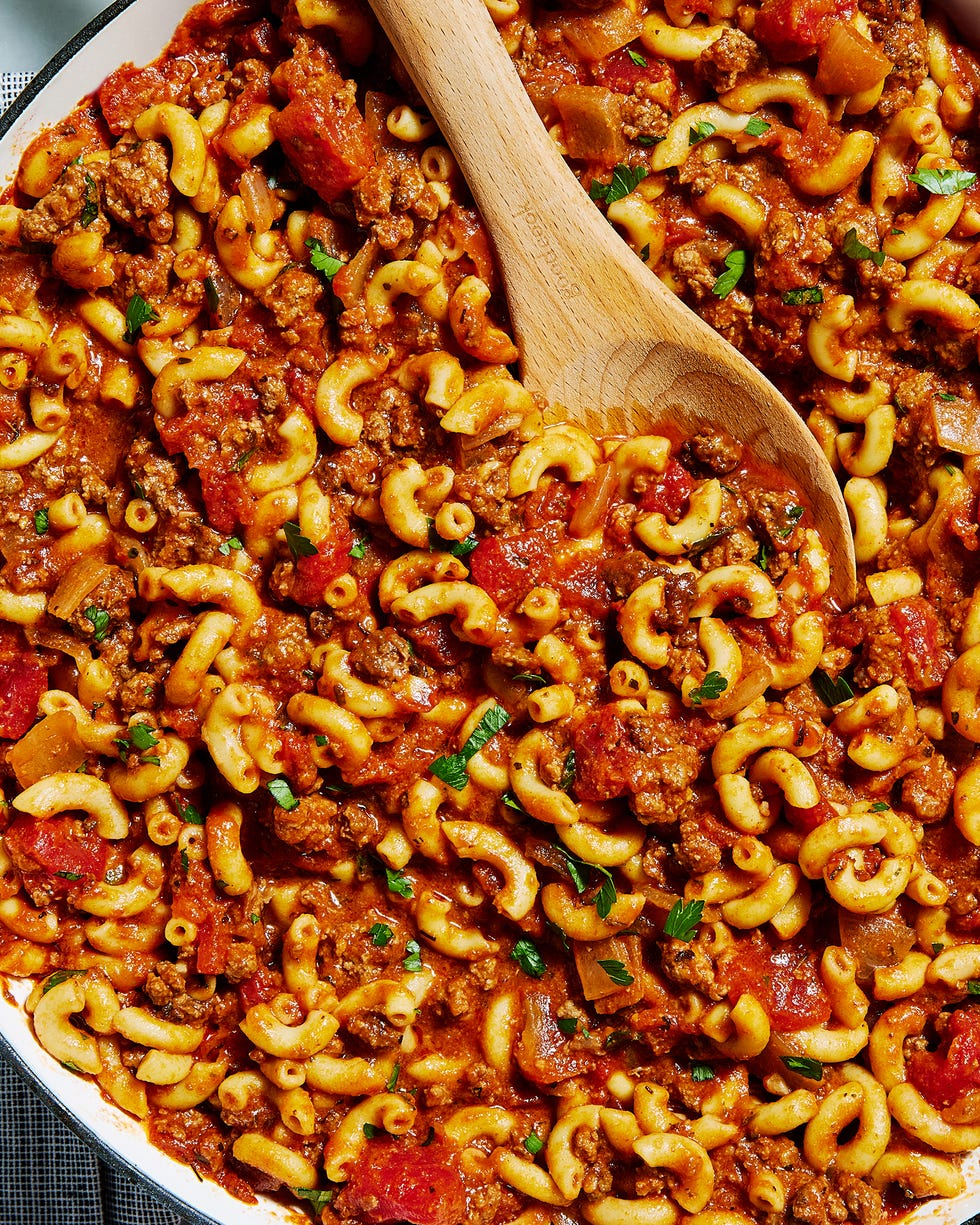elbow macaroni in a tomato sauce