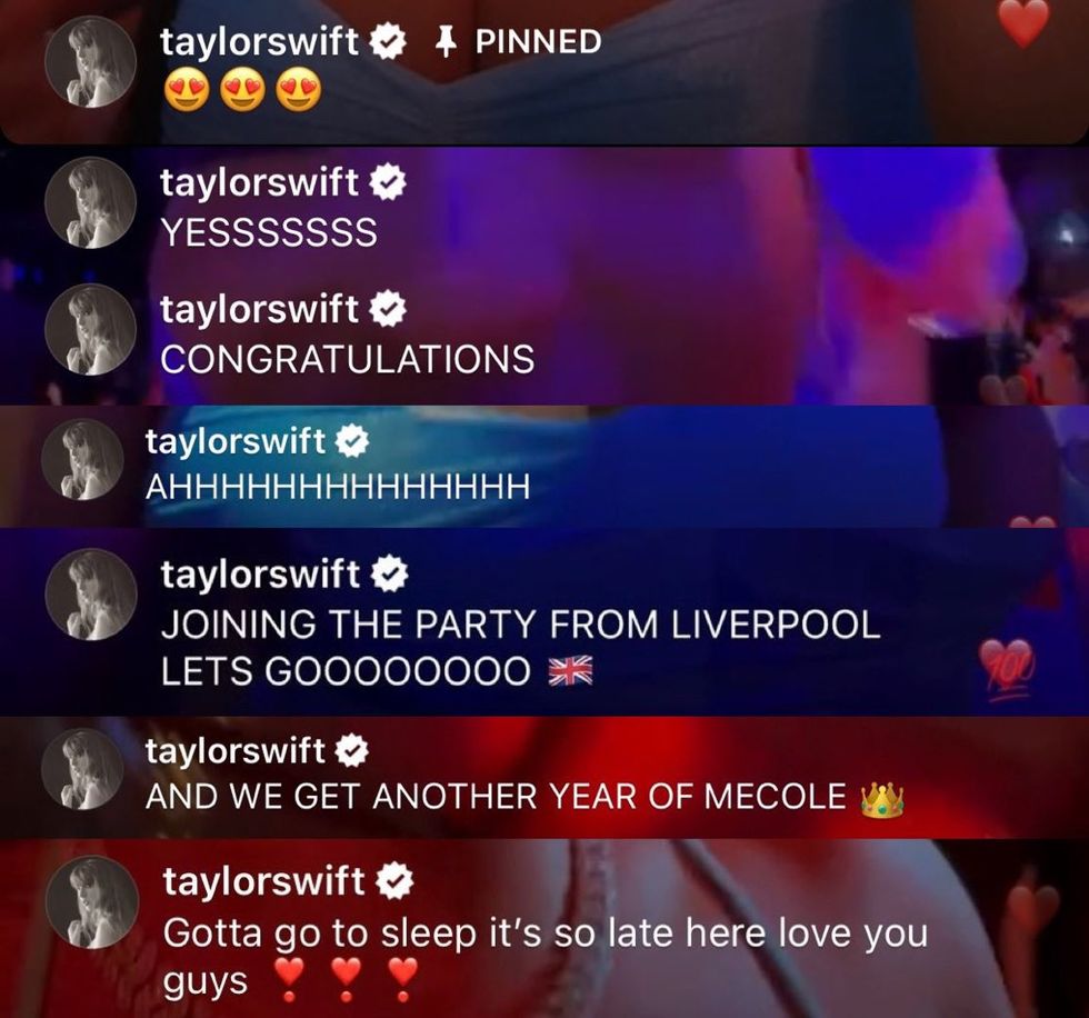 taylor swift's comments from the livestream