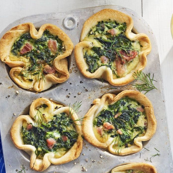 grab and go spinach and ham egg bakes baked in muffin cups