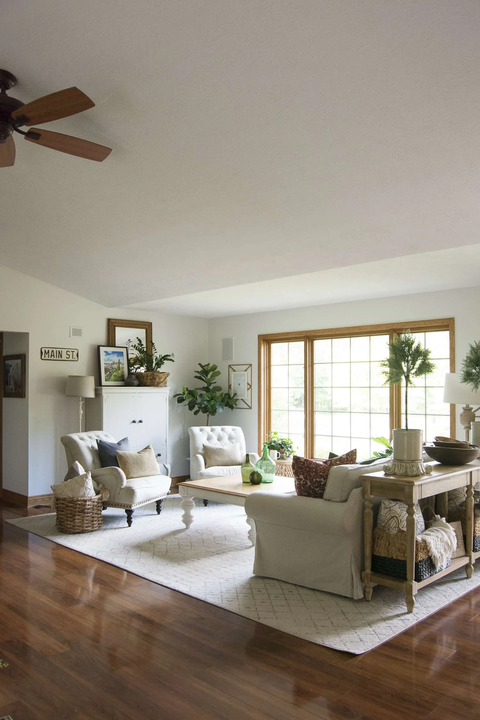 farmhouse living room ideas slipcover couch