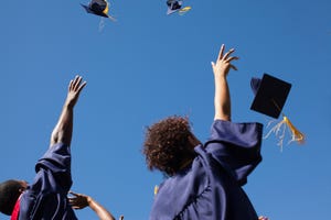 grads throwing their caps in the air