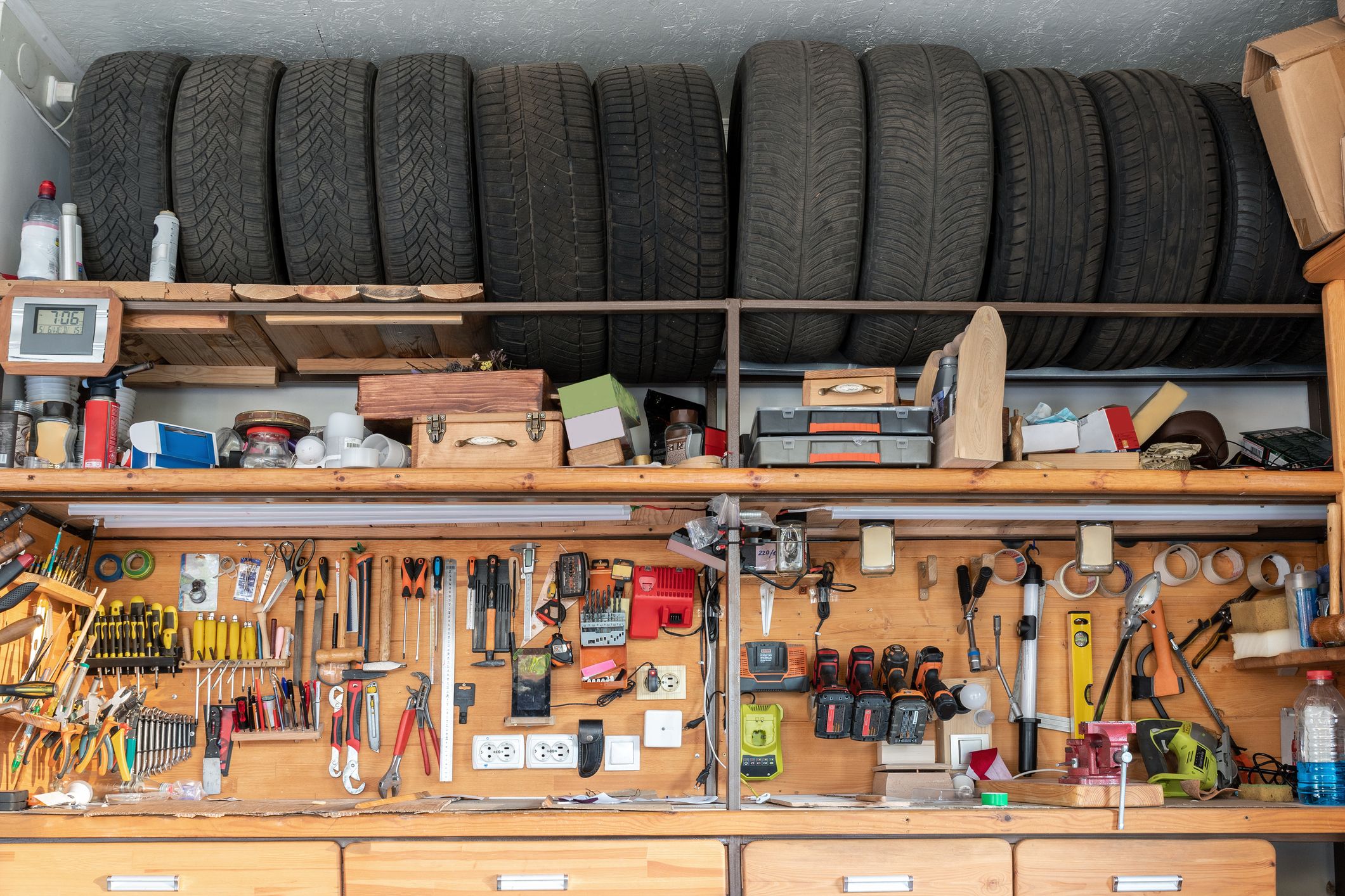 Garage wall store shelving units