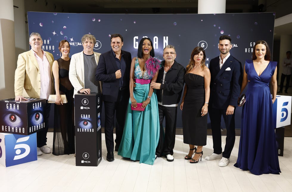 presenter jorge javier vazquez and ion aramendi with silvia casado , isamel beiro , lizfanny liz emiliano , suso alvarez , marta peñate , pedro oliva at photocall for premiere gran hermano during the 16 edition of festval 2024, vitoria television festival 2024 in vitoria, on 02 september 2024