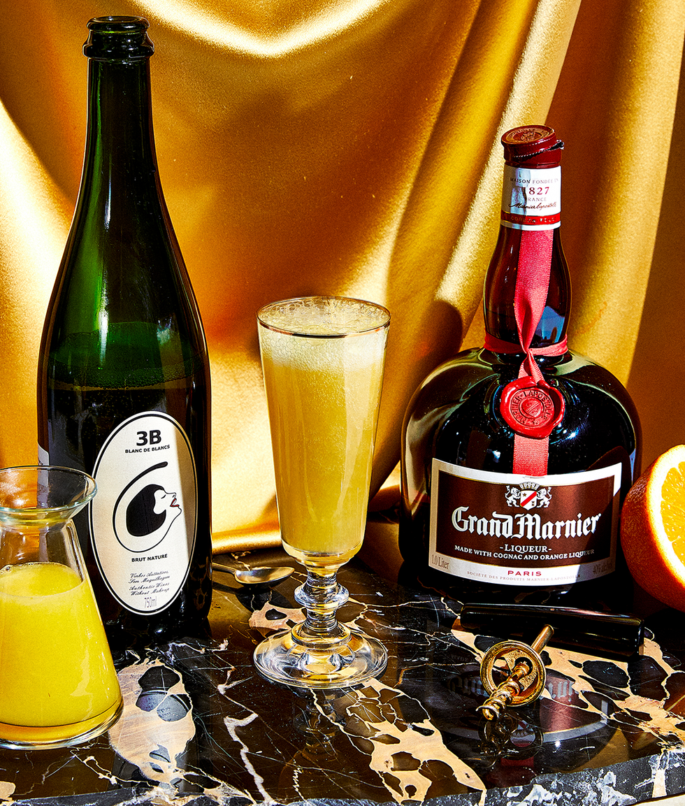 grand mariner mimosa in a champagne glass