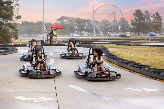 gokart racing event on a track with multiple participants